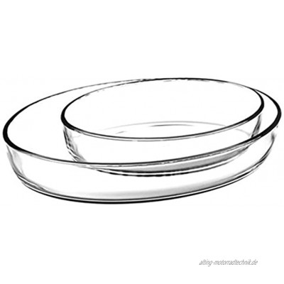 2-teilig Borcam-Set Backform Glas Auflaufform Servierform oval Glasauflaufform