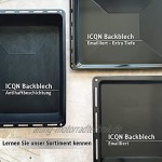 ICQN 42.2 x 37 cm Backbleche & -Gitter Set | 3 cm Tief Emailliert Fettpfanne und Verchromt Backofenrost für Backofen & Herd | Kratzfest & Rostfrei | 422x 370 x 30 mm