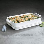Villeroy und Boch Clever Cooking Rechteckiges Backform-Set 4-teilig 30 x 20 cm Premium Porzellan Silikon Weiß