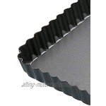 masterclass Rechteckige Antihaft-Kuchenform Quicheform mit gewelltem Rand und losem Boden Stahl Schwarz 31 x 21 x 2.5 cm