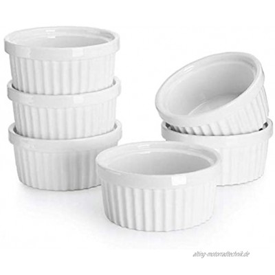 AMOYER Set von 6 Feine weiße Porzellan Ramekins Cup 6 Größen Backen Creme Brulee Pudding Custard Cups 5 * 2.6cm