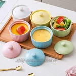Bowl Souffle-Pfannen-Set zum Backen und Kochen ofenfest glattes Porzellan Weiß 118 ml mit Deckel 5 Packungen 5 Packungen