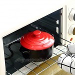 Bruntmor Mini-Auflaufförmchen aus Keramik ofenfest 240 ml mit Deckel Souffle-Schale Mattschwarz mit rotem Deckel