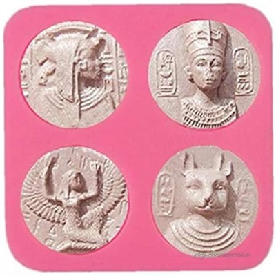 Aisoway 4 Löcher Ägypten Sphinx Pharao-Silikon-Kuchen-Form Kuchen der Werkzeuge Plätzchen Schokoladen-Formen Münzen Fondant Barking Mold