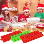 Aneco 6 Stück Weihnachts-Silikonformen für Süßigkeiten und Schokolade antihaftbeschichtet für Kekse Backbleche mit weihnachtlichen Elementen für Party-Dekoration rot grün