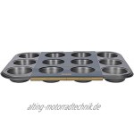 masterclass Antihaft-Cupcake-Backblech mit Mulden Stahl Grau 35 x 27 x 2.5 cm