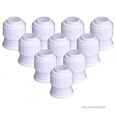10 Stück Kunststoff-Standard-Kupplungen für Kuchendekorationen Rohrspitzen Koppler Ersatz für Zuckerguss-Spritztüllen weiß