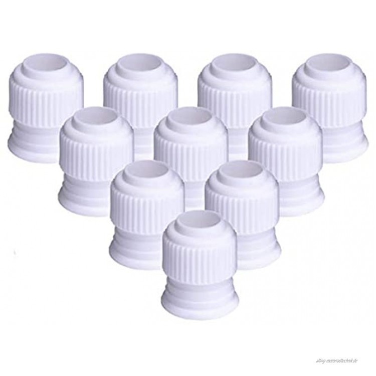 10 Stück Kunststoff-Standard-Kupplungen für Kuchendekorationen Rohrspitzen Koppler Ersatz für Zuckerguss-Spritztüllen weiß