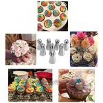 Xfaiz Spritztüllen-Set 8 Stück Edelstahl für Kuchen und Cupcakes Dekorationszubehör Blumen Zuckerguss Spritztüllen für Kuchendekoration