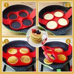 Flip Cooker Pancakes Mold 2er Pack Nonstick Silikon Pancake Mold Maker Frühstück Pancake Shaper Runde und Herzform Blume und Quadrat rund und Blume