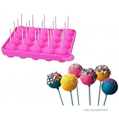 Berger 20 Pop Cake Hohlraum Formen Silikon Lollipop Tablett Größe 22.5 * 18 * 3 cm Kreis Durchmesser 4 cm hitzebeständig -40°C zu 230°C mit 20 Sticks Rosa
