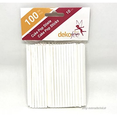 dekofee 100 Cake Stiele-10cm-Cake Pop Lollipop Sticks-Papier Stiele Stoff Weiß 10cm