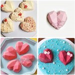 Set mit 4 8 Mulden Geometrische 3D Love Heart Schokoladenformen Kit Silikon Diamant Herz Form Backblech Schaber Pinsel für Süßigkeiten Pudding Desserts 2 x weiß