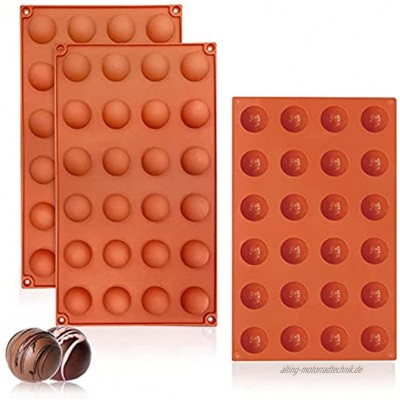 Walfos Bonbon Schokoladenformen Mini Hemisphere Halbkugel-Silikonform mit 24 Hohlräumen 3 Packungen Backform zur Herstellung von Schokolade Kuchen Gelee Dome-Mousse