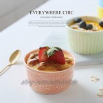 Sumerflos Souffle-Förmchen aus Porzellan zum Backen Pudding Crème Brulee und Eiscreme mikrowellengeeignet Set mit 5 eleganten Farben