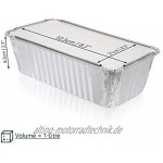 Aluminiumbehälter mit Deckel 1 Liter 10 Stück Folien-Schalen mit Deckel gut zum Backen Kochen Aufbewahren und Einfrieren Kastengröße 10,5 cm x 21 cm