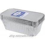 Aluminiumbehälter mit Deckel 1 Liter 10 Stück Folien-Schalen mit Deckel gut zum Backen Kochen Aufbewahren und Einfrieren Kastengröße 10,5 cm x 21 cm