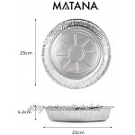 matana 40 Große Runde Aluschalen mit Deckel Perfekt zum Backen 1000ml 23x23cm
