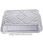 XUXN 12 x 8 Aluminiumfolien-Pfannen mit Deckel 10 Stück haltbare Einweg-Grill-Tropffette tiefe Dampfpfanne und Backofen-Buffet-Tabletts Lebensmittelbehälter für Catering Backen Braten
