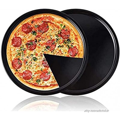 8-Zoll-Pizza-Backblech 2er-Set rundes Pizza-Backblech aus Karbonstahl mit antihaftbeschichteter Oberfläche Backen Braten Servieren Pizzapfanne gesund & langlebig spülmaschinenfest