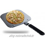 NOKITC Pizzaschieber Aluminium Pizzaschaufel mit Klappbarer Griff für Grill & Ofen Großer Fläche 32 x 32 cm,63cm