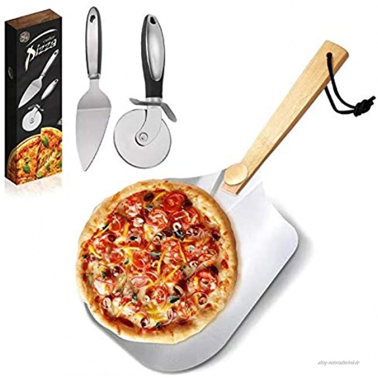 Pizzaschaufel,Pizzaschieber 60*35.5cm,Pizzaschieber Aluminium Pizzaschaufel,Pizzaschaufel mit großer Fläche,Aluminium Pizzaschieber mit Holzgriff,Brotschieber für Backofen