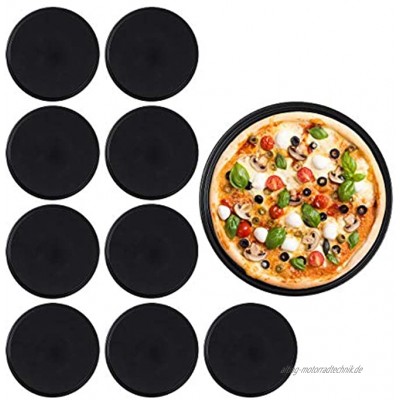Relaxdays Pizzablech 10er Set rund antihaftbeschichtet Pizza & Flammkuchen Carbonstahl Pizzaform ∅ 32 cm schwarz