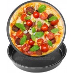 WENTS Pizzablech 2 Stück antihaft rundes Pizzablech Backset praktisches Backblech vielseitig aus beschichtetem Carbonstahl für Pizza & Flammkuchen10 Zoll Schwarz