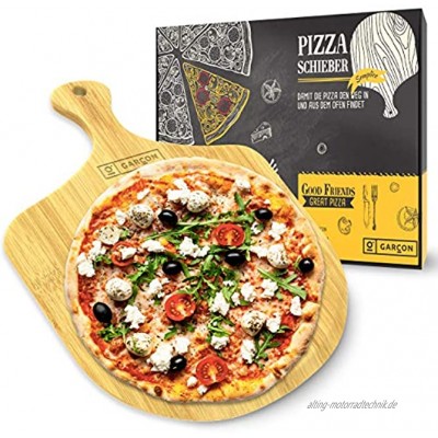GARCON Pizzaschieber aus Holz für Pizzastein Pizzaschaufel rund 30 cm Durchmesser für Pizza Brot & Flammkuchen