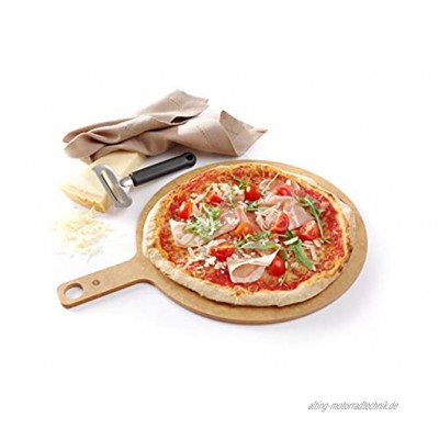 HENDI Pizzabrett Pizzaschaufel Pizzaschieber Pizza Board Servierbrett mit Griff Geschirrspülmaschinengeeignet ø254xH6mm Holzfaser