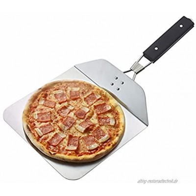 NOKITC Pizzaschieber Edelstahl Pizzaschaufel mit Klappbarer Griff für Backen von Pizza Kuchen und Brot 28,5 * 25cm