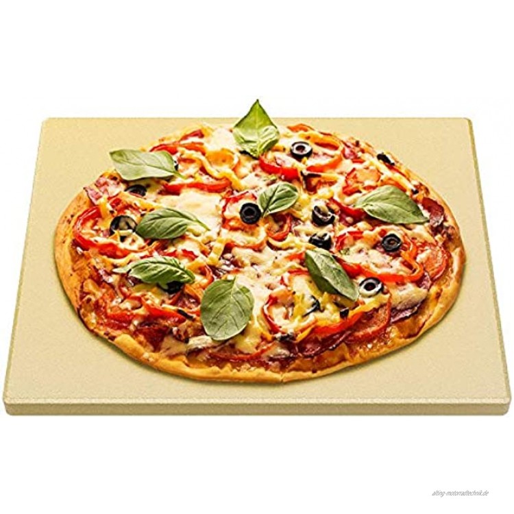 Onlyfire Pizzastein Brotbackstein aus Cordierit Rechteckig Pizzastein bis 1200 °C für den Backofen und gasgrill Pizza Stone Für Torten,Gebäck Kuchen Brot Pizza,38 * 30 * 1.5cm