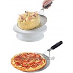 Pizza Spatula Set Pizza Peel+Pizza Cutter+Pizza Shovel Set of 3 Round Pizza Paddle Shovel Cutter Wheel Cake Lifter Server 430 Stainless Steel for Homemade Baking 10 Round