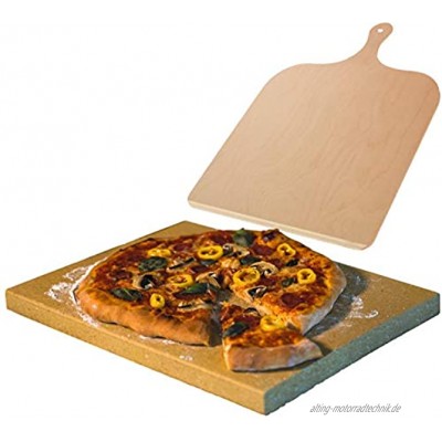 Pizzastein Schamott mit Holzschieber