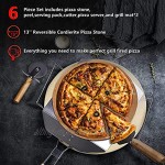 Runtodo Pizza Stein Set-13 Pizza Stein für Grill und Backen Ofen mit Faltbarem Metall Pizza Schieber und ZubehhR Set