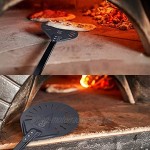 SHANGPEIXUAN Pizza-Bürste und 22,9 cm perforiertes rundes Drehschäler-Set aus Aluminium mit 101,6 cm langem Aluminiumgriff kommerzielles Pizzaofen-Werkzeug