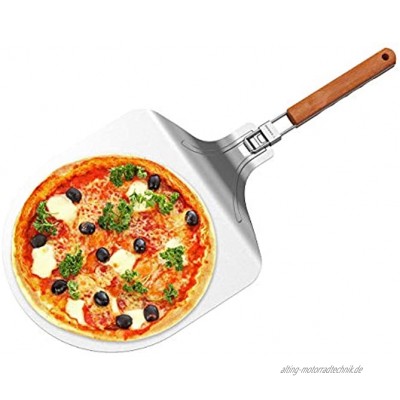 T-ENGINE Pizzaschaufel Metall Stahl mit klappbarem Griff 30,5 x 35,6 cm