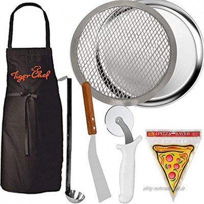 Tiger Chef 12 Zoll Pizza Supplies Set – inkl. Pizza Pfanne Bildschirm Rad Server Schöpflöffel Schürze 12 Pizza Saver Taschen