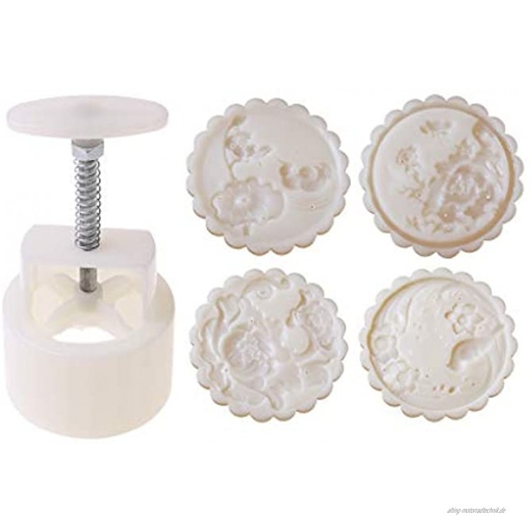 Haijun 4 Stück Handpresse Keksstempel Mond Kuchen Dekor Form Fass Mondkuchen Form 150G Mit Briefmarken Für DIY Backen Zubehör