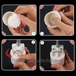 jiheousty 150g Mooncake Form mit 4 Stück Blumenstempeln Handpresse Moon Cake Gebäckform DIY Backformen