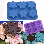 Silikon Schneeflocke Formen FineGood 2 Stück Kuchen Schokolade Pudding Jelly Seife Muffin Tabletts für Küche Backen Dekoration 6-cavity – Blau Violett
