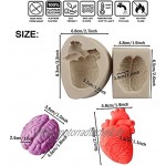 XLZSP Silikonformen für Halloween menschliches Organ 3D-Herz und Gehirn Fondant Kuchen Schokolade Kekse Polymerton Gips Eisform Küche Backen Dekoration Werkzeug