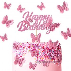 13 Stück Schmetterling Happy Birthday Kuchen Topper Glitzer Schmetterling Kuchen Topper Schmetterling Cupcake Picks für Geburtstag Party Liefert Baby Shower Jahrestag Hochzeit