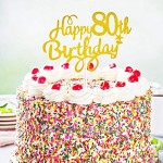 3 Stücke 80. Geburtstagstorte Topper Happy 80th Birthday Kuchen Cupcake Topper Picks Glitzer Kuchen Dekoration für 80. Geburtstag Party Zubehör Kuchen Dekorationen Gold