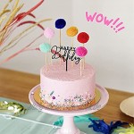 BACKHELDEN® Premium Cake Topper “Happy Birthday” Set mit Tortenstecker & 6 bunten Pompons | ideale Geburtstagsdeko für Torten & Kuchen | perfekt für Kindergeburtstage | wiederverwendbar