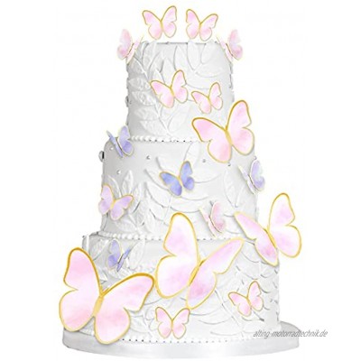 ECOMBOS Happy Birthday Tortendeko Schmetterlinge Tortendeko Mädchen Tortenaufleger Cake Topper für Muttertag Geburtstagsfeier Baby Shower Hochzeitsfeier Rosa Schmetterling#A-60Pcs