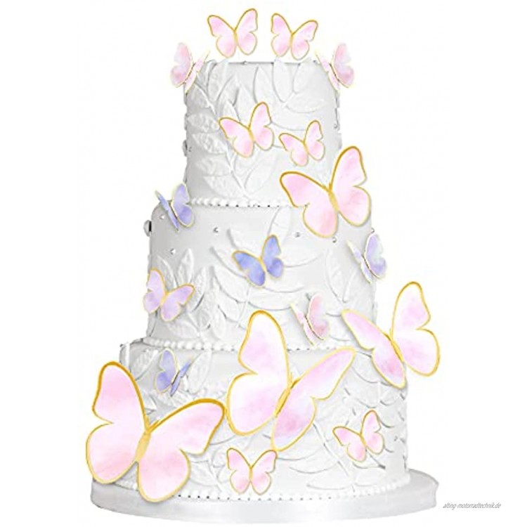 ECOMBOS Happy Birthday Tortendeko Schmetterlinge Tortendeko Mädchen Tortenaufleger Cake Topper für Muttertag Geburtstagsfeier Baby Shower Hochzeitsfeier Rosa Schmetterling#A-60Pcs