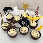 WENTS Wizard Inspired Cupcake Toppers 17 Stück Harry Potter inspiriert Cupcake Toppers Zauberer Geburtstag Partydekorationen Geburtstag Banner Wizard Birthday Party Dekorationen Supplies