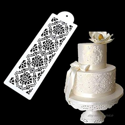 ECOSWAY 1 x Spritzschablone für Hochzeitstorten mit seitlicher Bordüre Kuchen-Spitzen-Dekoration Fondant Kuchen Zuckersieb Dekorationswerkzeug