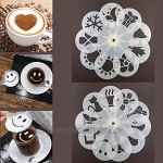 GUODUN 19pcs Edelstahl Kaffeeschablonen Barista Cappuccino Arts Vorlagen Kaffee Girlande Form Kuchendekorationswerkzeug